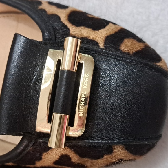 Michael Kors Half Calf Animal Print Leather-Trimmed Leopard FlatsWomens Size 10M - Picture 5 of 9